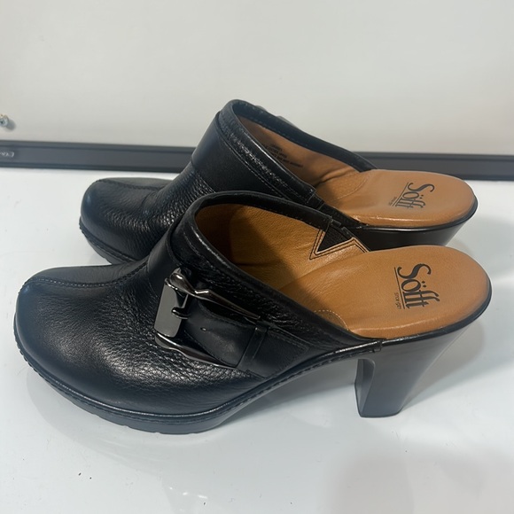 SOFFT BLACK LEATHER CLOGS MULE WITH SIDE BUCKLE IN SIZE 9.5 M - Picture 5 of 11